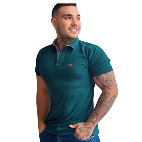 Camisa tipo polo verde azul