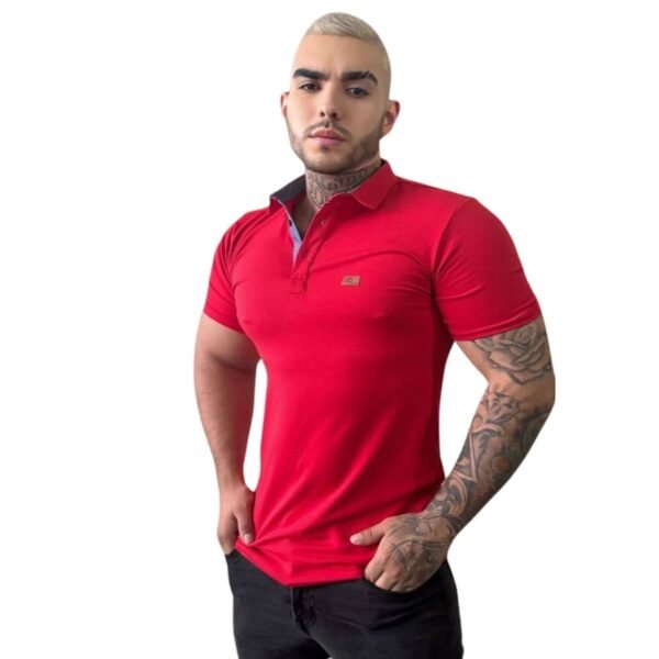 Camisas tipo polo en algodón licrado rojo