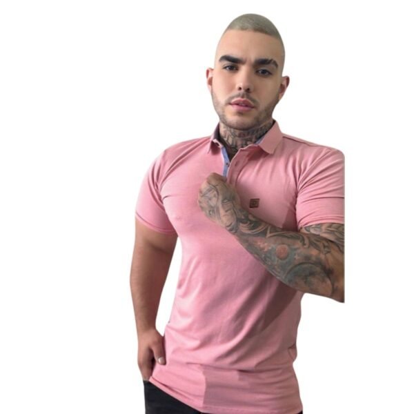 Camisas tipo polo en algodón licrado rosa palido