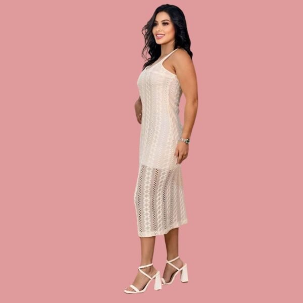 Vestido crochet beige