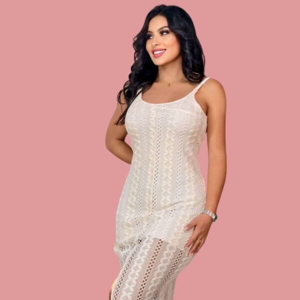 Vestido crochet beige 2