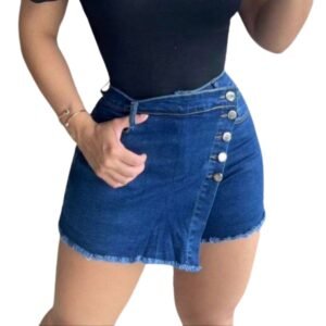 Falda short tiro alto en Jean licrado