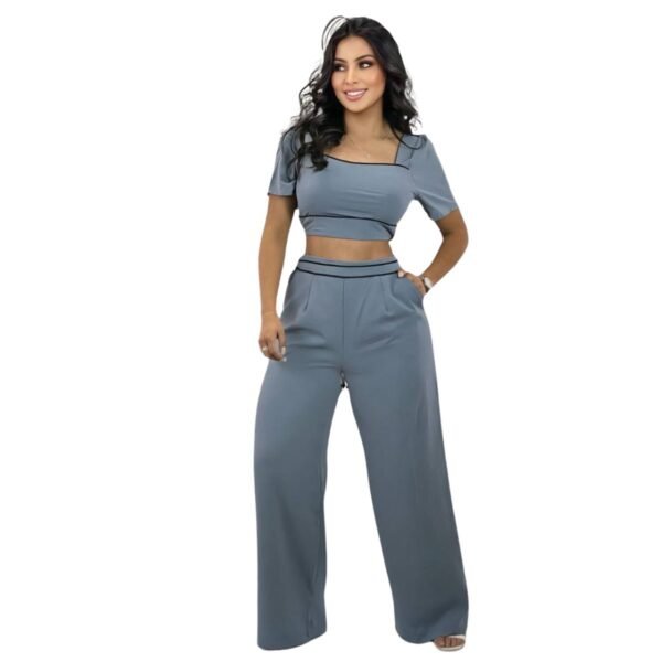 Conjunto de 2 piezas pantalón y blusa en lino fino